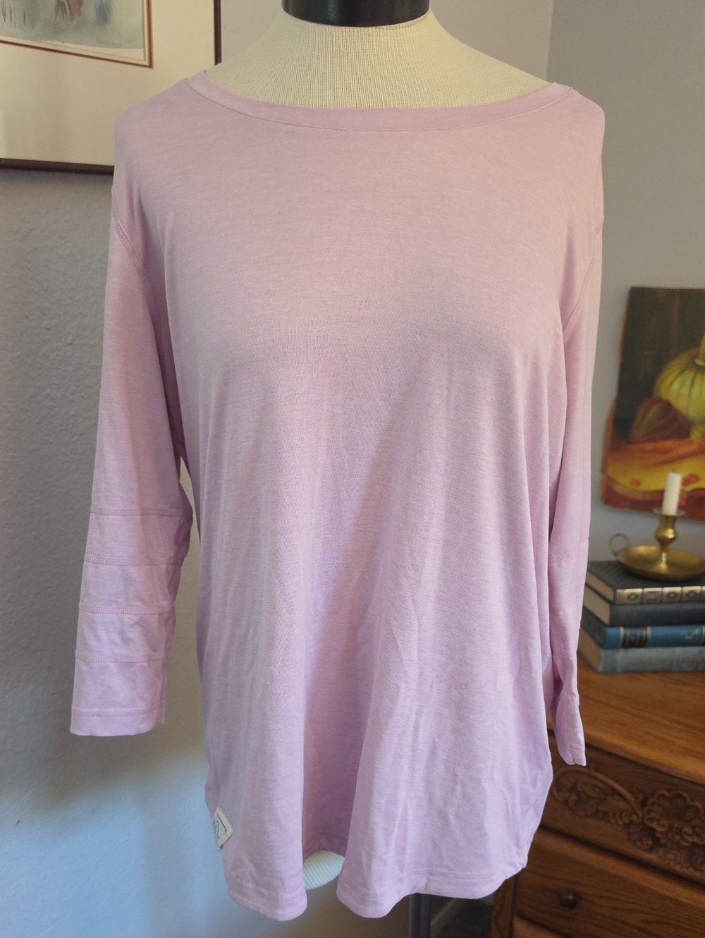 Flylow Lightweight Boatneck 3/4 Sleeve Top Light Lavender Purple XL Gorpcore